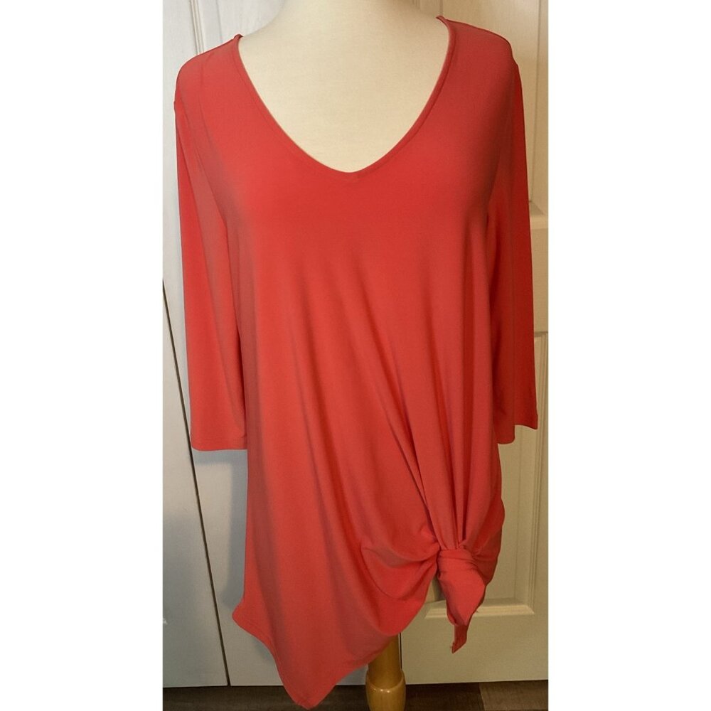 Alisha‎ D Coral Orange Tunic Top Blouse Size Small